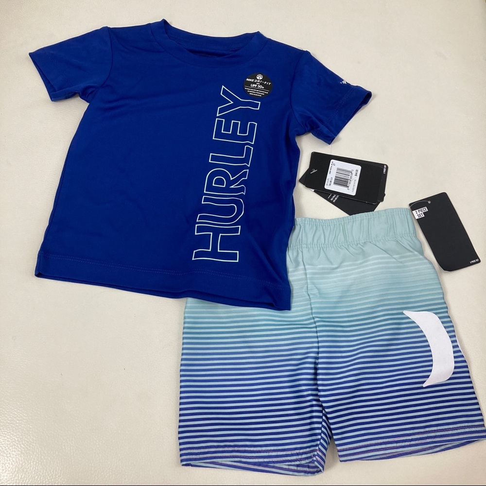 Hurley Cute striped shorts tee set 8021